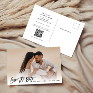 Save the Date Foto Brush Script Ankündigungspostkarte