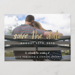 Save the Date Foto Card Gold Foil Hipster