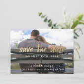 Save the Date Foto Card Gold Foil Hipster (Stehend Vorderseite)