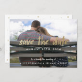 Save the Date Foto Card Gold Foil Hipster (Vorne/Hinten)