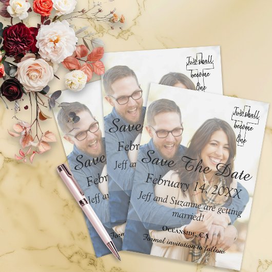 Save the Date Foto Christliche Verlobte Ankündigun