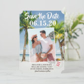 Save the Date Foto des Tropical Luggage Tag (Stehend Vorderseite)