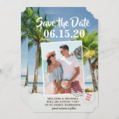 Save the Date Foto des Tropical Luggage Tag (Vorne/Hinten)