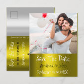 Save the Date Foto Doodle Verlobung Mustard Grau Ankündigungspostkarte (Vorne/Hinten)