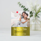 Save the Date Foto Doodle Verlobung Mustard Grau Ankündigungspostkarte (Stehend Vorderseite)