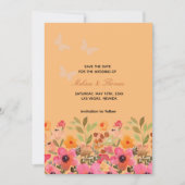 Save the Date Foto Einladung Pink Peach Blume (Vorderseite)