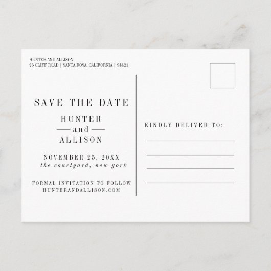 Save the Date Foto Einladungspostkarte (Rückseite)