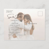 Save the Date Foto Elegant Wedding Ankündigungspostkarte (Rückseite)