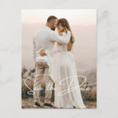 Save the Date Foto Elegant Wedding Ankündigungspostkarte (Vorderseite)