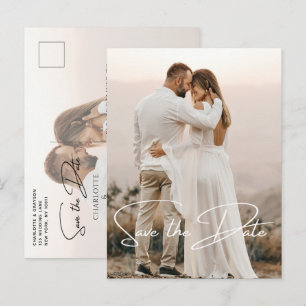 Save the Date Foto Elegante Hochzeitserklärung Ankündigungspostkarte