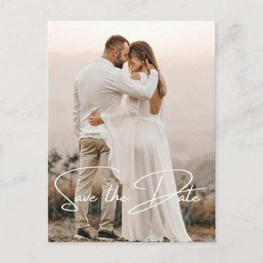 Save the Date Foto Elegante Hochzeitserklärung Ankündigungspostkarte (Vorderseite)