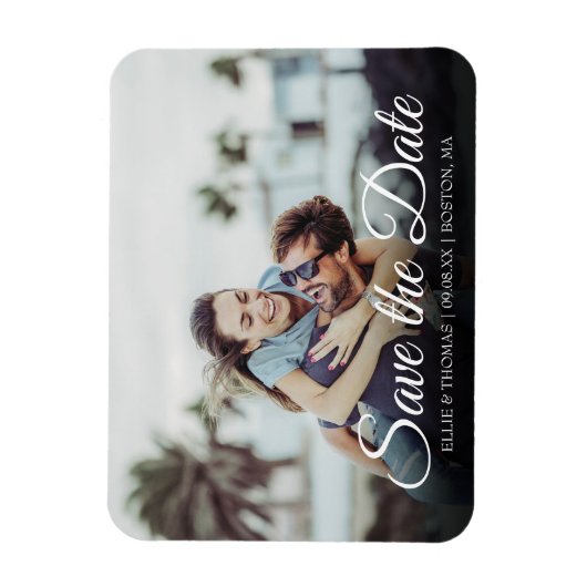 Save the Date Foto Elegantes Skript Einfach Magnet (Vertikal)