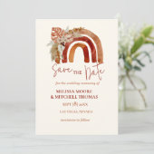 Save the Date Foto Erdton Boho Regenbogenblüte Einladung (Stehend Vorderseite)