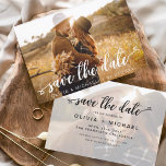 Save the Date Foto für handgeschriebene Herz-Schri<br><div class="desc">Handgeschriebene Hochzeit Speichern Sie die Datumskarten mit einem Foto auf der Vorder- und Rückseite. Die Save the Date Herbst-,  Herbst-,  Winter-,  Frühlings- oder Sommerkarten enthalten eine moderne handgeschriebene Schriftzeichen-Typografie mit eleganten,  einfachen und modernen Herzenszügen,  die Sie nach einem einfachen Hochzeitsfest mit minimalistischer Note verwenden können.</div>