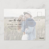 Save the Date Foto für handgeschriebene Herz-Schri Postkarte (Rückseite)