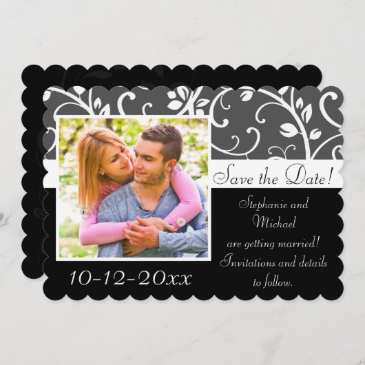 Save the Date Foto für Schwarze und Weiße Reben (Vorne/Hinten)