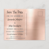 Save the Date Foto Glitzer Verlobung Rose Blush Ankündigungspostkarte (Rückseite)