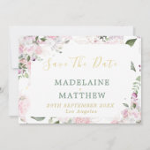 Save the Date Foto Gold Floral Rose Hochzeit (Rückseite)