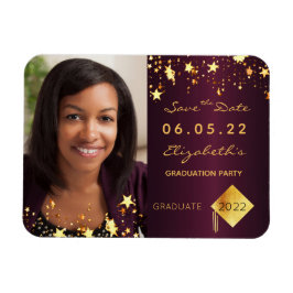 Save the Date Foto Graduierung Partei bordeauxrot Magnet