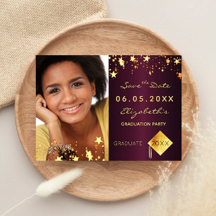 Save the Date Foto Graduierung Partei bordeauxrot Postkarte