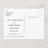 Save the Date Foto Graduierungspartei schwarz 2025 Postkarte (Rückseite)