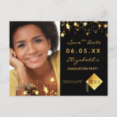 Save the Date Foto Graduierungsparty 2023 schwarz Postkarte (Vorderseite)