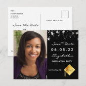Save the Date Foto Graduierungsparty 2023 schwarz Postkarte (Vorne/Hinten)
