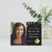 Save the Date Foto Graduierungsparty 2023 schwarz Postkarte (Stehend Vorderseite)