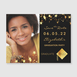 Save the Date Foto Graduierungsparty schwarz Magnetkarte
