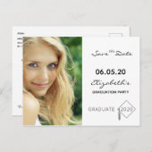 Save the Date Foto Graduierungsparty weiß Postkarte (Vorne/Hinten)
