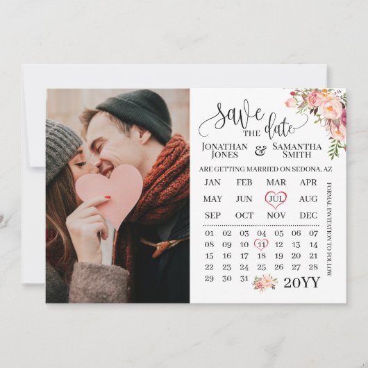 Save the Date Foto Hochzeit Rosa Blütenhochzeit Einladung (Vorderseite)