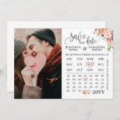 Save the Date Foto Hochzeit Rosa Blütenhochzeit Einladung (Vorne/Hinten)