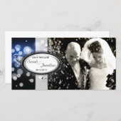 Save the Date Foto Hochzeitkarte Blaues Helle (Vorne/Hinten)