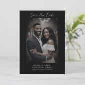 Save the Date Foto Hochzeitsankündigung Black (Stehend Vorderseite)