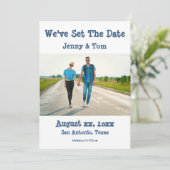 Save the Date Foto Hochzeitsankündigung Lässig (Stehend Vorderseite)