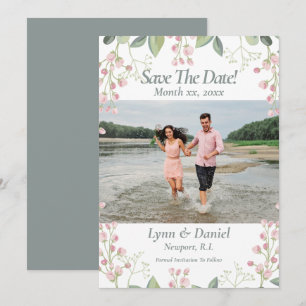 Save the Date Foto Hochzeitsankündigung Rosa