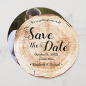 Save the Date Foto Holz Grain Rustikale Hochzeit Einladung (Vorne/Hinten)