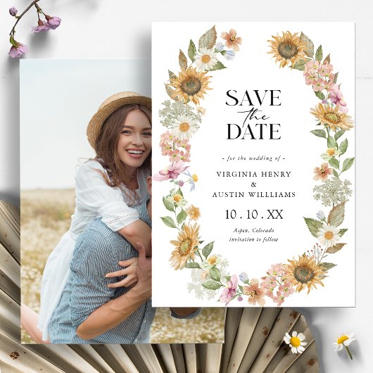 Save the Date Foto-Karte für Sonnenblumen