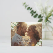 Save the Date, Foto - Kobalt Blau- und Weißrosen Ankündigungspostkarte (Stehend Vorderseite)