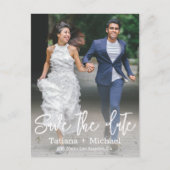 Save the Date, Foto lustiger Braut- und Bräutigam- Ankündigungspostkarte (Vorderseite)