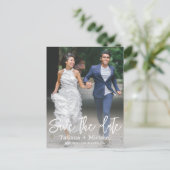 Save the Date, Foto lustiger Braut- und Bräutigam- Ankündigungspostkarte (Stehend Vorderseite)