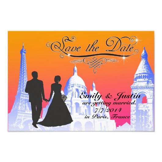 SAVE THE DATE FOTO MIT BLICK AUF PARIS, FRANKREICH (Vorne)