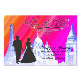 SAVE THE DATE FOTO MIT BLICK AUF PARIS, FRANKREICH