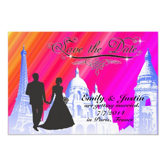 SAVE THE DATE FOTO MIT BLICK AUF PARIS, FRANKREICH (Vorne)