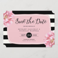 Save the Date Foto mit Blumenmuster / Rosa