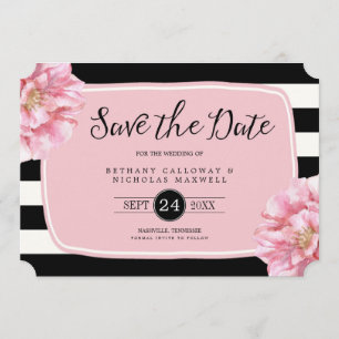 Save the Date Foto mit Blumenmuster / Rosa