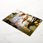 Save the Date Foto Moderne einfache Script-Rose Go Folieneinladung (Gedreht)