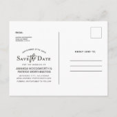 Save the Date Foto Moderne Typografie Hochzeit Ankündigungspostkarte (Rückseite)