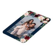 Save the Date Foto Navy Burgund und Blush Magnet (Linke Seite)