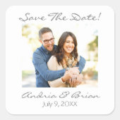 Save the Date Foto personalisieren Quadratischer Aufkleber (Vorderseite)